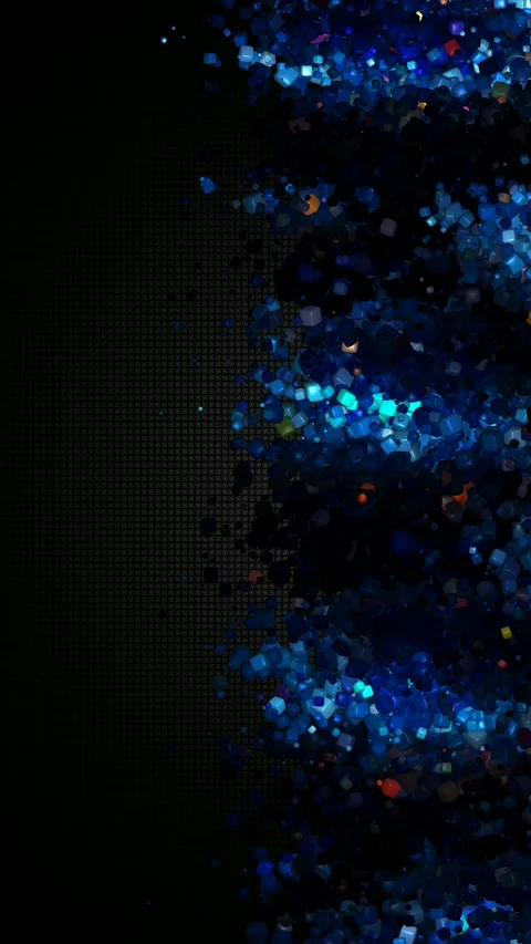 Side shifting path of glossy cubes moving across a deep textured dark field Stock Footage 322721590