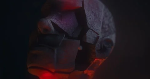 Side shot of an Animated broken man's face in hell Stock Footage 255683139