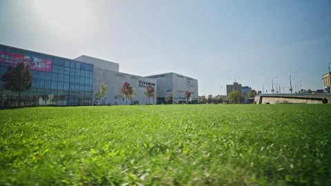 Side shot of building plot and meadow in the city center of ostrava Stockbeeldmateriaal 306763902