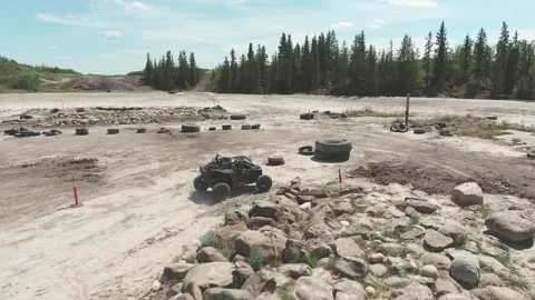 Side shot of a car navigating a difficult path. Stock Footage 295008384