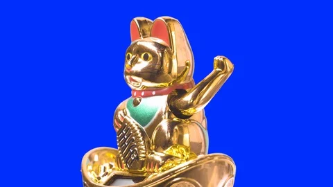 Side shot. Lucky cat or maneki neko with money symbol for chinese culture. Stock Footage 102277319