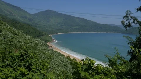 Side Shot- Mountains, ocean, view from the top Stock Footage 101729343