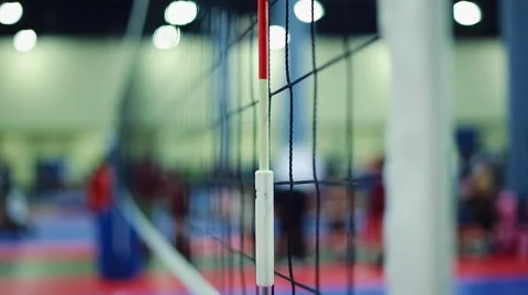 Side shot of Net during Indoor Volleybal game Stock Footage 49459970