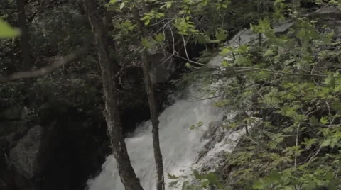 Side shot of a waterfall in the forest Stock Footage 40016795