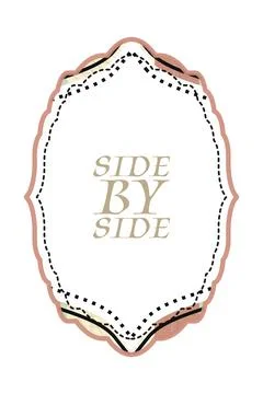 SIDE BY SIDE lettering design with shape filled text frame, interference wave me Illustrazione stock