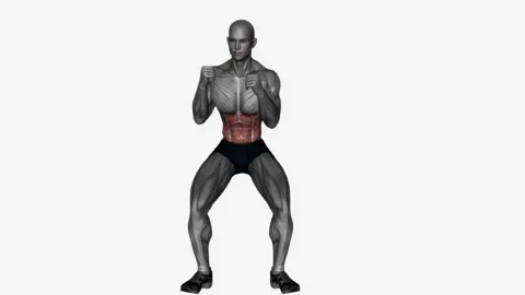 Side to side punch  fitness exercise workout animation video male muscle highlig Vidéo 229459929