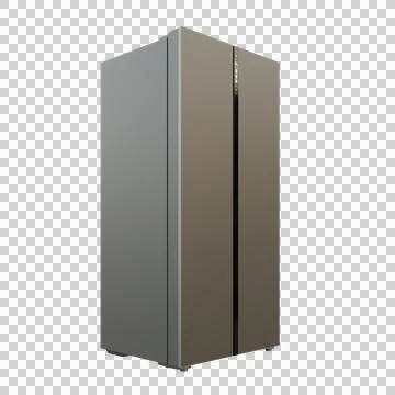 Side By Side Refrigerator Side View 3D Render Illustration Stock Illustration
