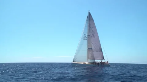Side by side at a sailboat Stock Footage 137596393