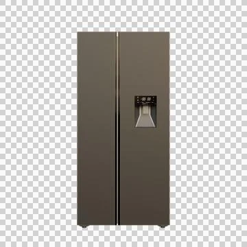 Side By Side With Water Stream Refrigerator Front View 3D Render Illustration Stock Illustration