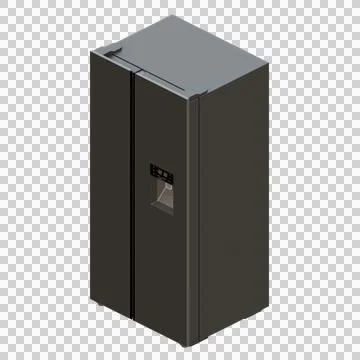 Side By Side With Water Stream Refrigerator Isometric View 3D Render Illust.. Stock Illustration