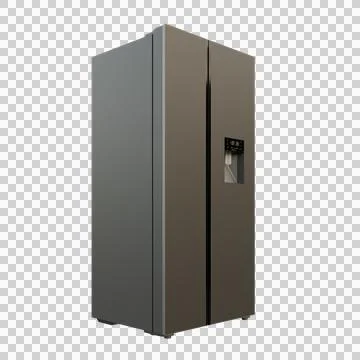 Side By Side With Water Stream Refrigerator Side View 3D Render Illustration Stock Illustration