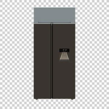 Side By Side With Water Stream Refrigerator Top Front View 3D Render Illust.. Illustrazione stock