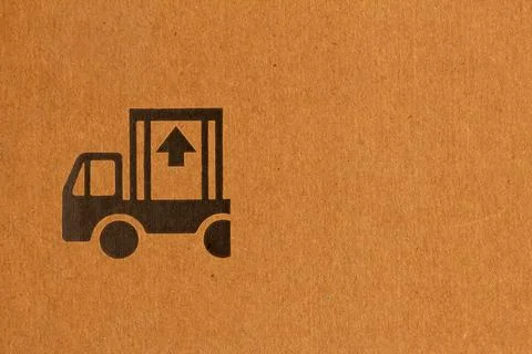 This Side Up sign in a packaging box when transporting. Stock Photos