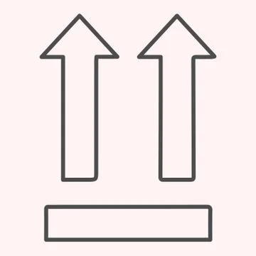 This side up sign thin line icon. Package label with arrows. Postal service Stock Illustration