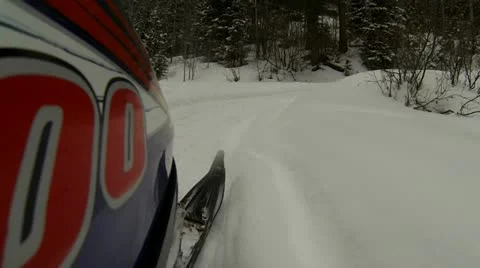 Side of sled view on snowmobile Видео 21571943