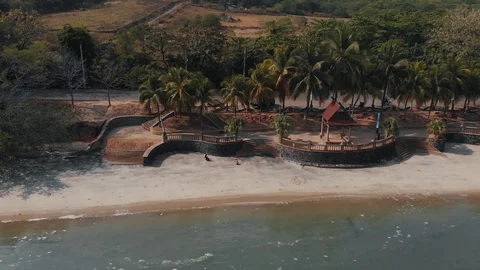 Side span of the drone along Wild beach. Langkawi, Malaysia Video stock 106808722