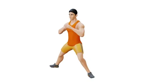 Side squat exercise animation Stock Footage 281385832