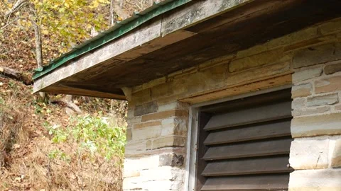 Side of a stone building in the forest Vídeo Stock 141765140
