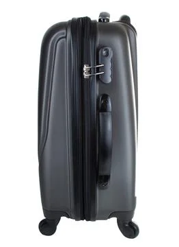 Side of the suitcase with combination lock. Stock Photos