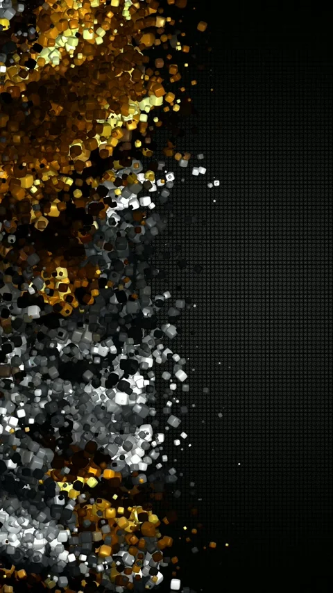Side sweeping line of glossy cubes drifting over a dark textured backdrop Stock Footage 322721648