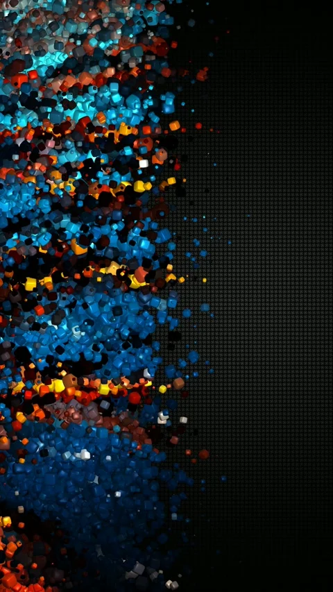 Side sweeping motion of glossy cubes sliding across a dark textured backdrop Stock Footage 322721546