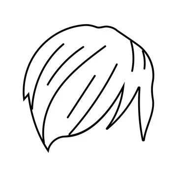 Side swept bangs emo line icon vector illustration Stock Illustration