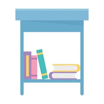 Side table with books isolated design white background 스톡 일러스트