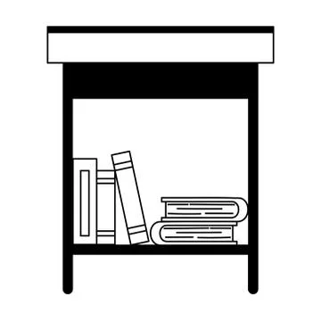 Side table with books isolated design white background Stock Illustration