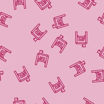 Side table living room line vector seamless pattern Stock Illustration