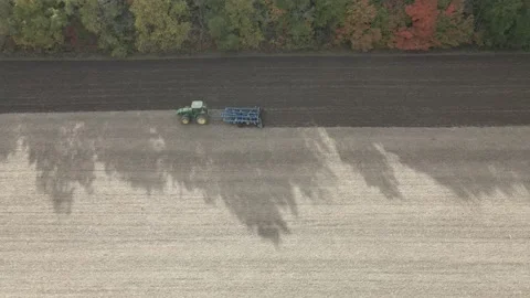 Side Track of the farm tractor Stock Footage 145956199