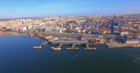 Side track shot of Lisbon Cais do Sodre Portugal Stock Footage 91220941