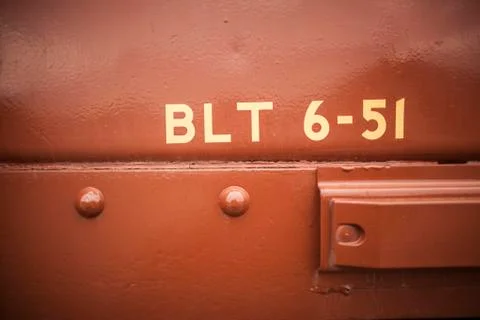 Side of Train - Industrial Text - BLT 6-51 Stock Photos