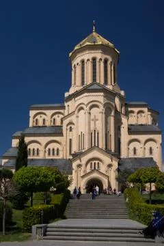 Side of Tsminda Sameba Cathedral Stock Photos