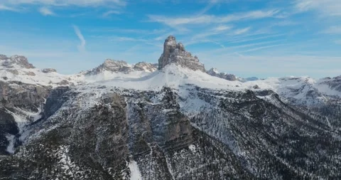 Side view of the 3 pinnacles in the dolomites Stock Footage 283564243