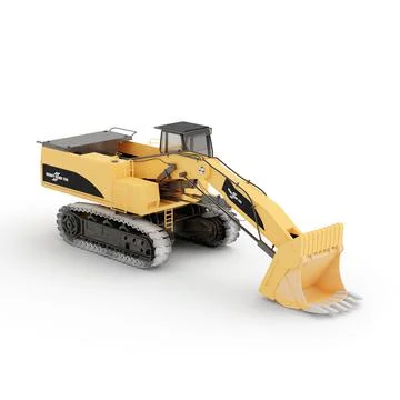 Side view of a 3D-rendered Diecast Masters Caterpillar 365C Front Shovel Model. Stock Illustration