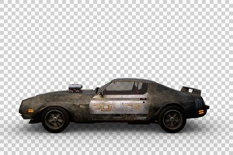 Side view 3D rendering of a vintage American high performance police car isol Stock Illustration