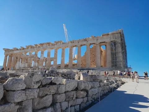 Side on view of the Acropolis Stock Photos