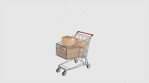Side view Adding boxes to cart with transparent (alpha) background Stock Footage 252034153
