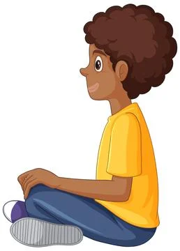Side View of African American Boy Sitting Stock Illustration