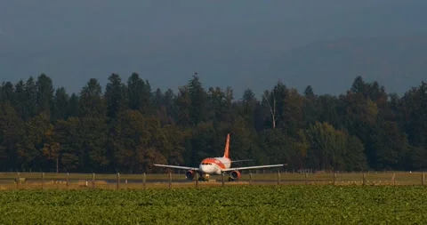 Side view of Airbus A319-111 airplane taxiing on the taxiway Stock Footage 167952495