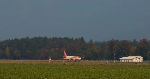 Side view of Airbus A319-111 airplane taxiing on the taxiway Stock Footage 167959273