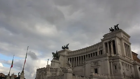 Side view of the altar of the Fatherland, Rome Stock Footage 121439189