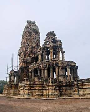Side View of the Ancient Kakanmath Shiva Temple at Sihonia, Morena, Madhya .. Stock Photos