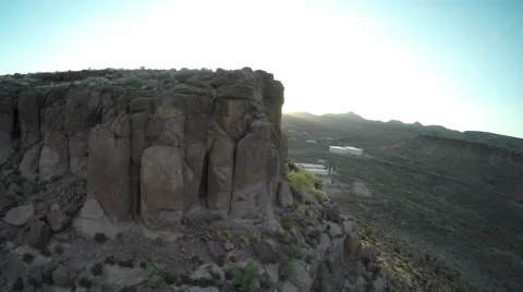 Side View Around Rocks Revealing The Sunset - Kingman AZ Stock Footage 55535590