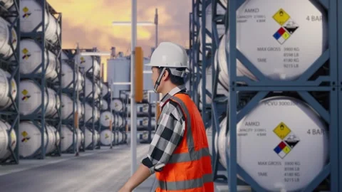 Side View of Asian Male Engineer Waving Hand Saying Bye Stock Footage 340826728