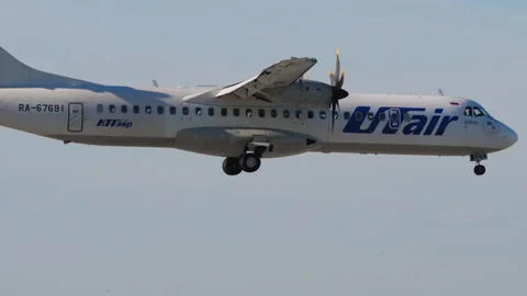 Side view of ATR 72 of UTair Airlines Stock Footage 199465481
