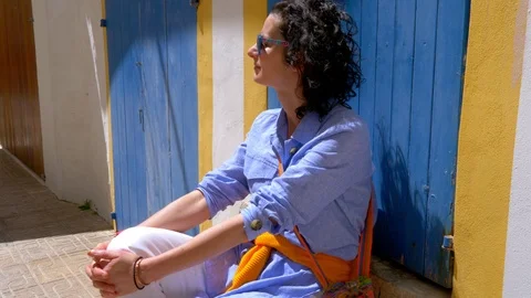 Side view of attractive female Stock Footage 111268141