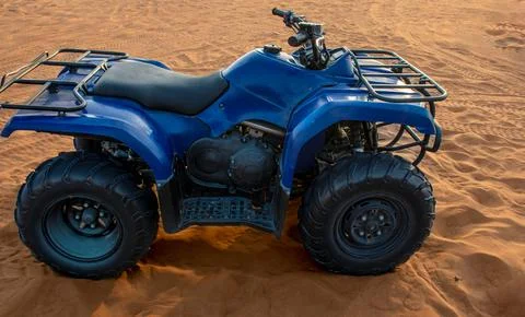 Side view of ATV Vehicle which is used for quad biking in desert safari at D Foto stock