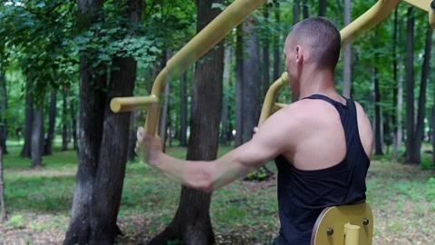 Side view from the back without a face, a Caucasian man goes in for sports Stock Footage 283655916