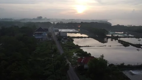 Side view of the beach area in the morning Stock Footage 233945140